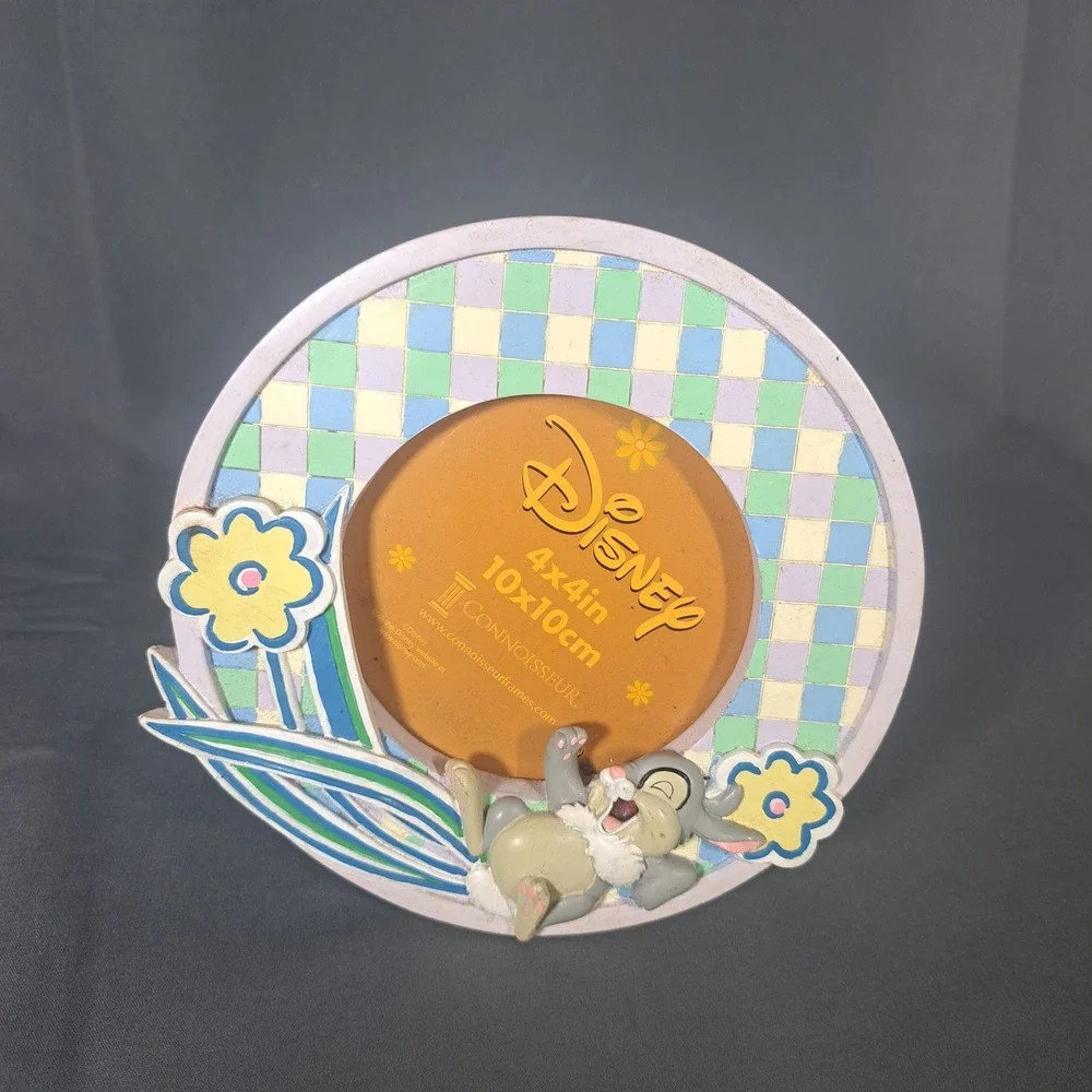 VTG Disney Thumper Bambi 4x4 Picture‎ Frame Connoisseur Pastel Checkered Nursery